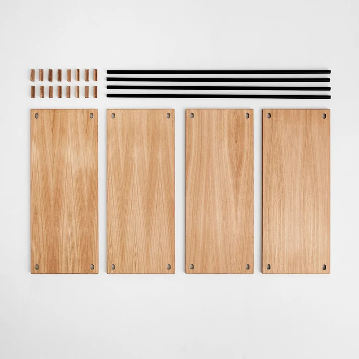 Moebe - Shelving System Low Double, Eiche geölt / warm grey