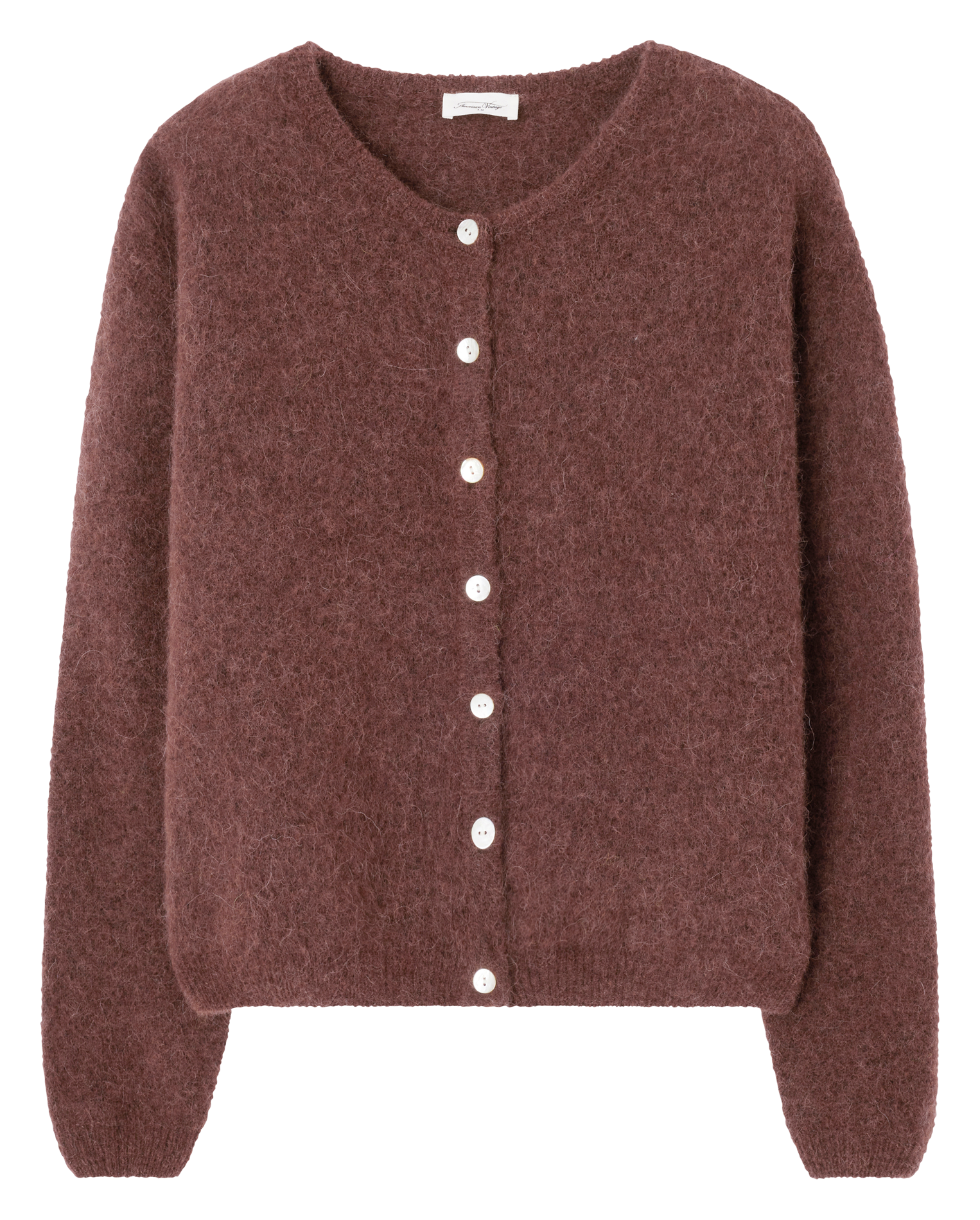 VITOW - Gilet ample col rond en laine mélangée| Marron