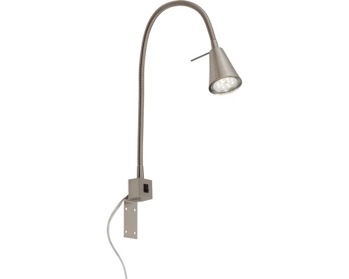 LED-bedlamp 400 lm 3000 K met flexibele arm H 40 cm mat/nikkel