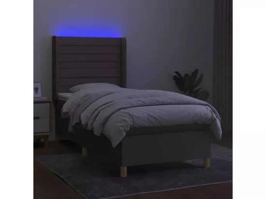 Sommier tapissier avec matelas et LED Taupe 90x190 cm Tissu