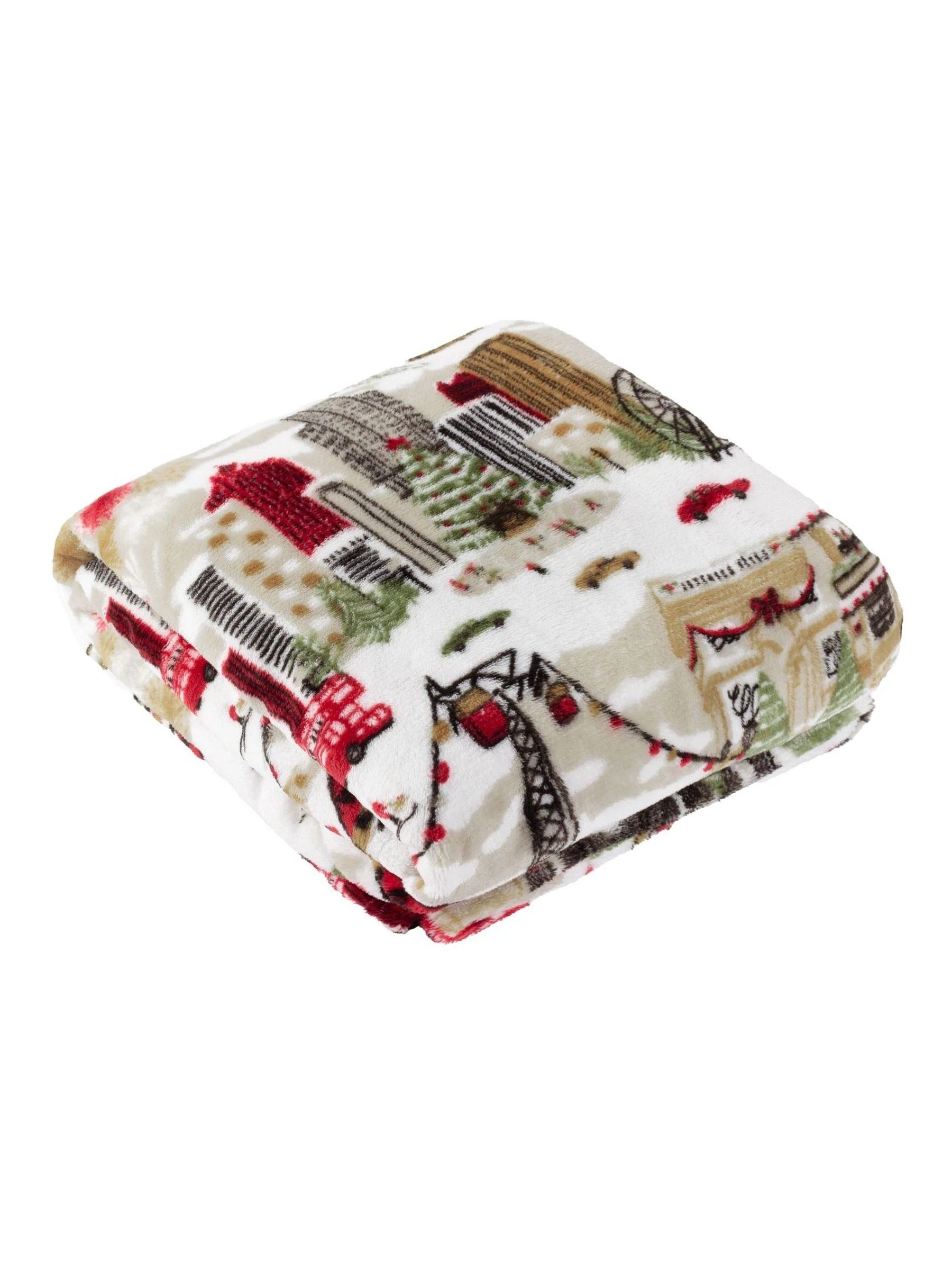 Furn Christmas Joy To All Printed Fleece Throw