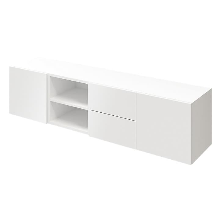 Meuble TV blanc avec portes GoodHome Atomia H. 37,5 x L. 150 x P. 37 cm