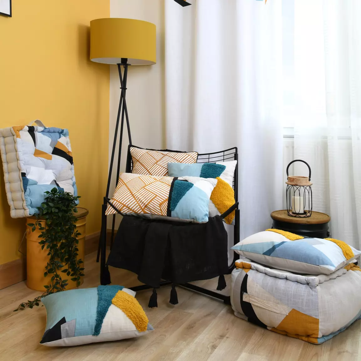 Coussin de sol (45 cm) Quadro Bleu