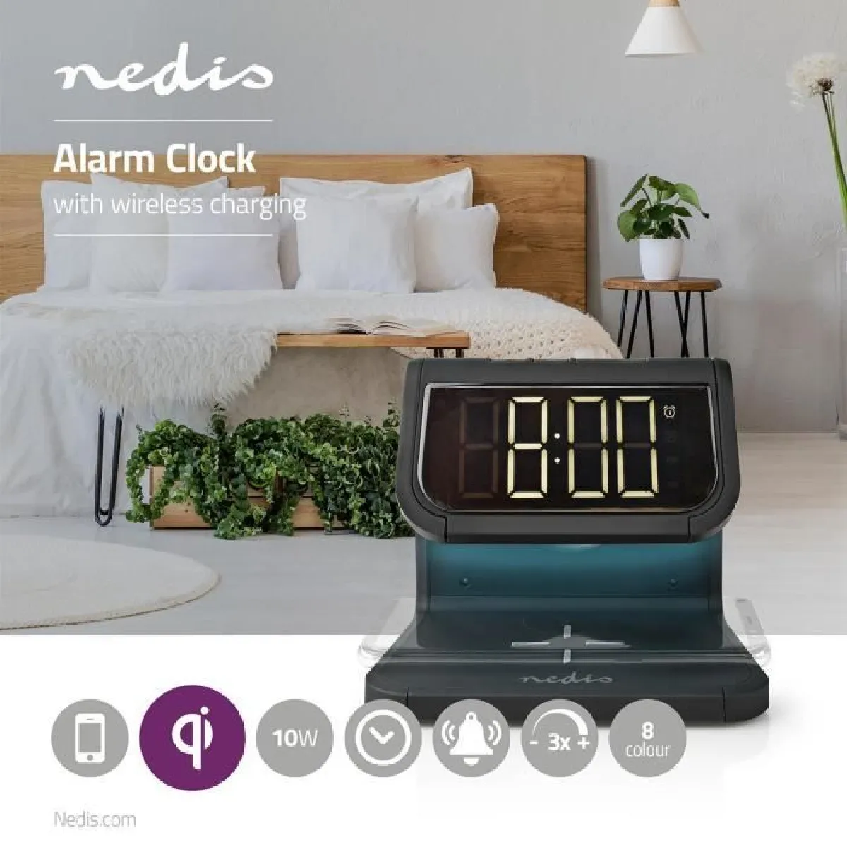 N/C Réveil chargeur induction smartphone sans fil - Noir