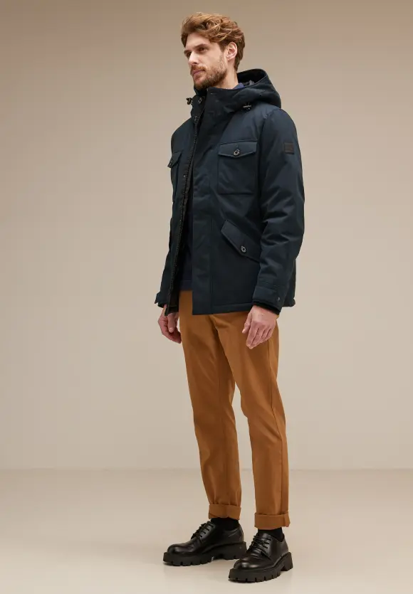Winterjacke mit Kapuze - black blue
