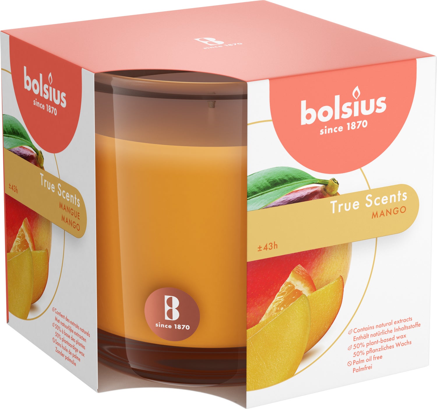 Bolsius geurkaars True Scents Mango geel 43 uur D 9,7 H 9,9 cm