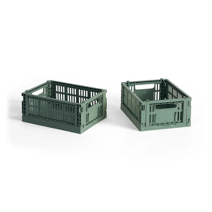 HAY - Colour Crate Korb Mini, 17 x 13 cm,salbeigrün, recycled (2er-Set)