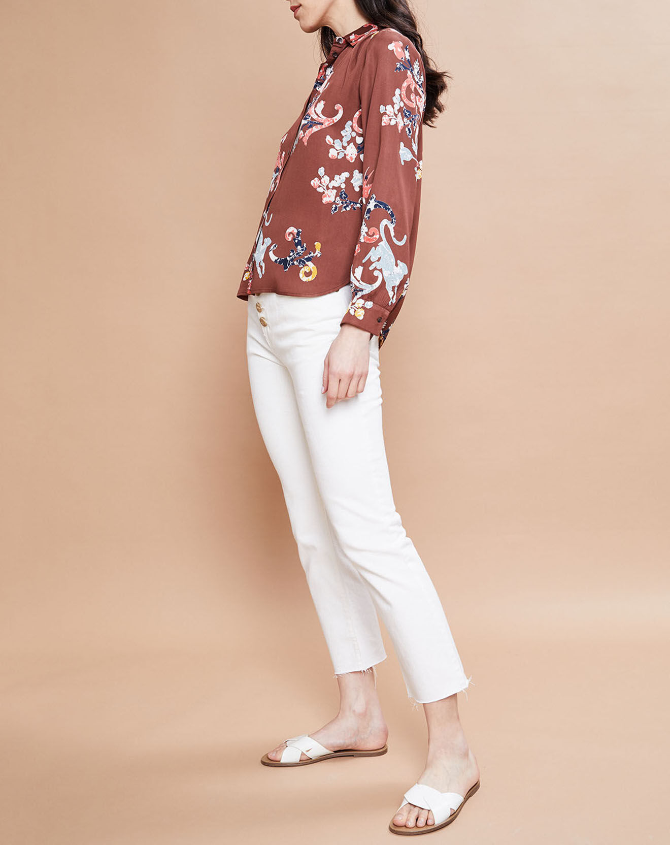 Inouitoosh Chemise Marbella fluide à motifs marron