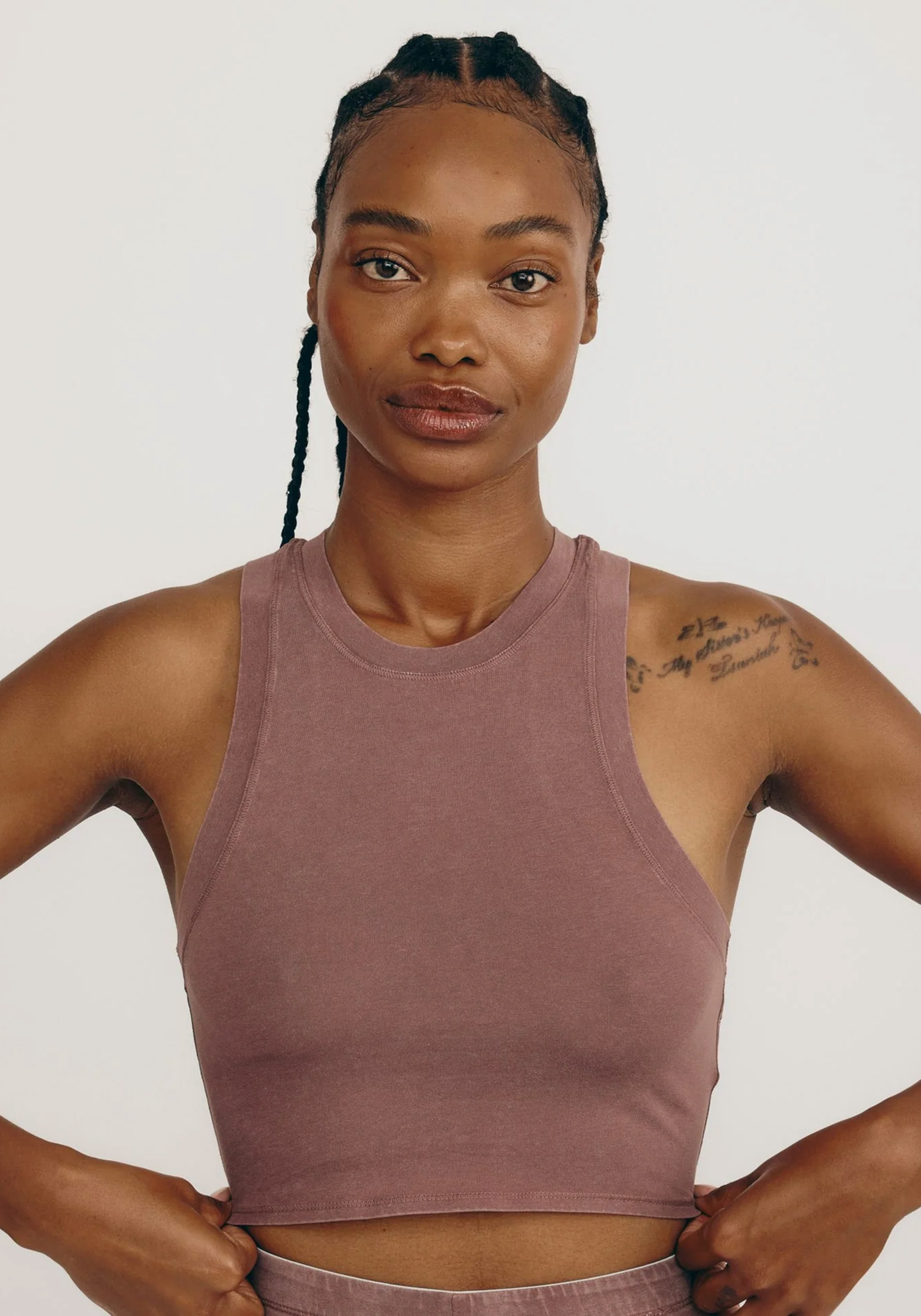 Organic Basics Crop Tank Top Core Muted Rose Wood
