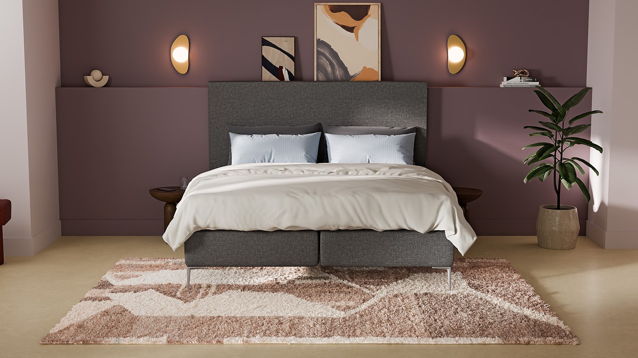 Boxspring Emerald met Silver Pocket Deluxe Foam matras dark grey