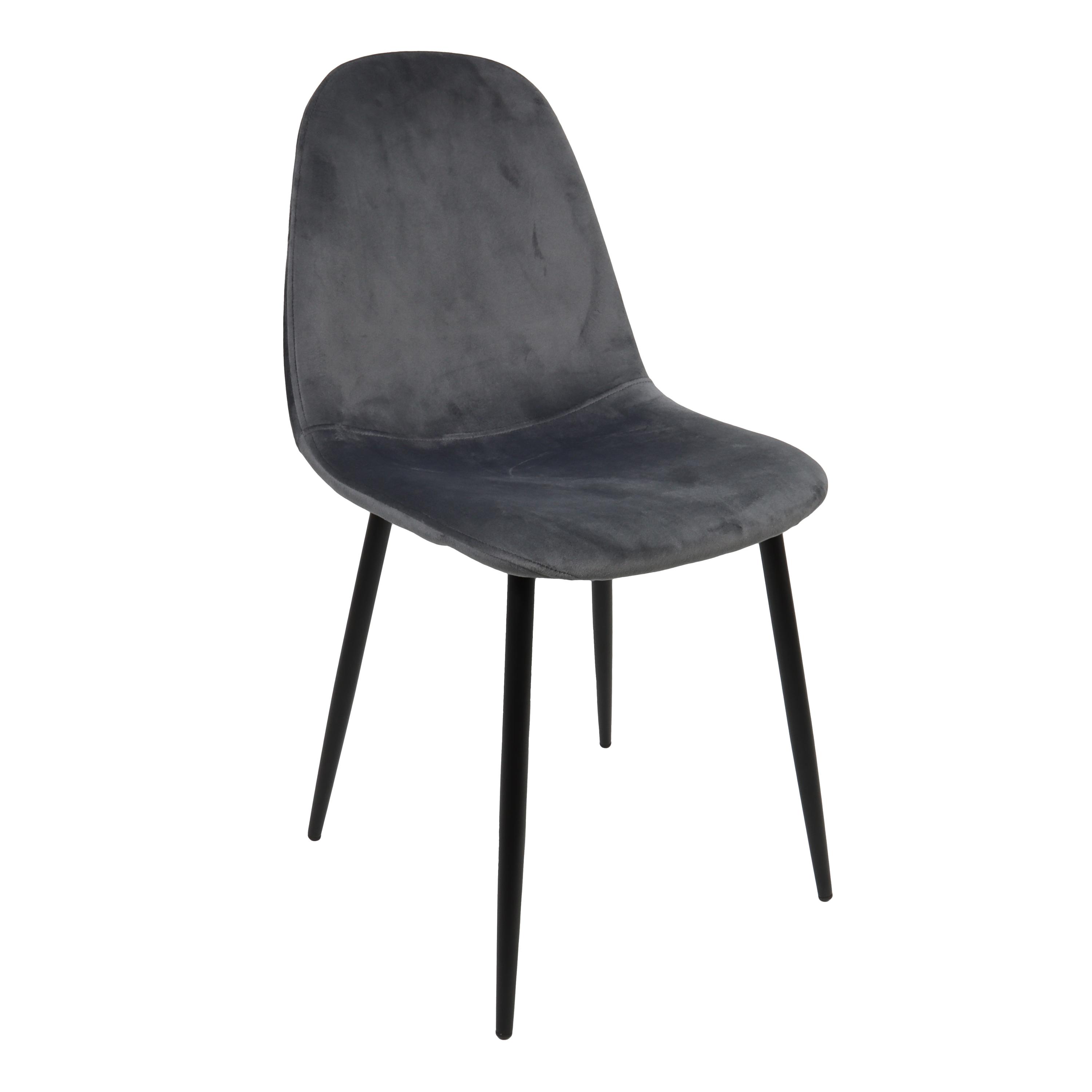 TONIA CHAISE VELOURS GRIS PIEDS NOIR