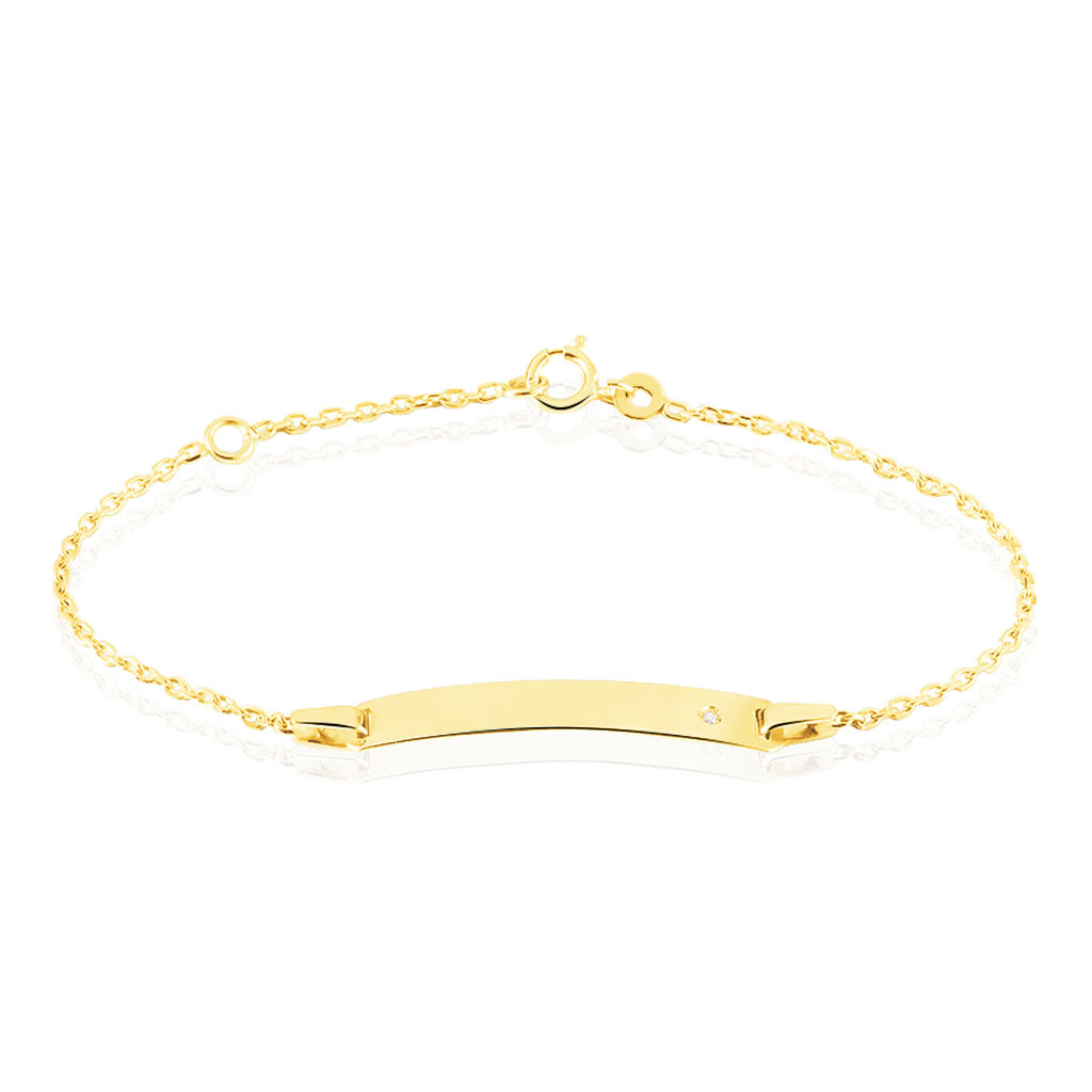 Bracelet Identité Gaspardine Maille Forçat Or Jaune Oxyde De Zirconium