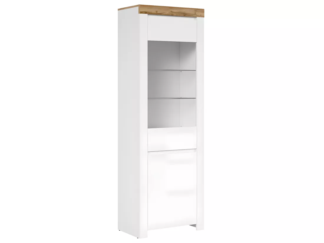 Vitrine 2 portes Hella Blanc et Bois