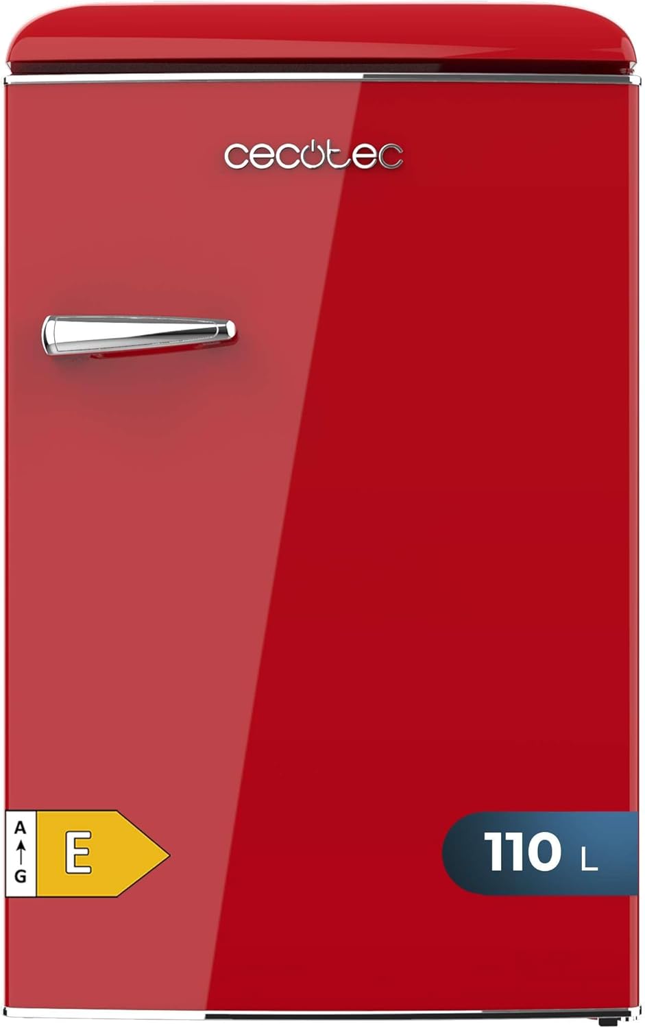 Cecotec Mini Frigo Bolero CoolMarket TT Origin 45 Rouge. Réfrigérateur de Table Rétro 45L, 55 cm de Haut, 44,7 cm de Large, Classe Énergétique E, Bac à Glaçons et Poignée Chromée, Rouge
