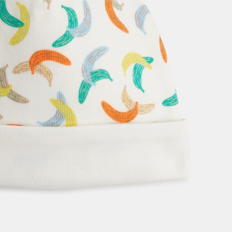 Bonnet bébé réversible blanc ivoire à motifs bananes Catimini Blanc