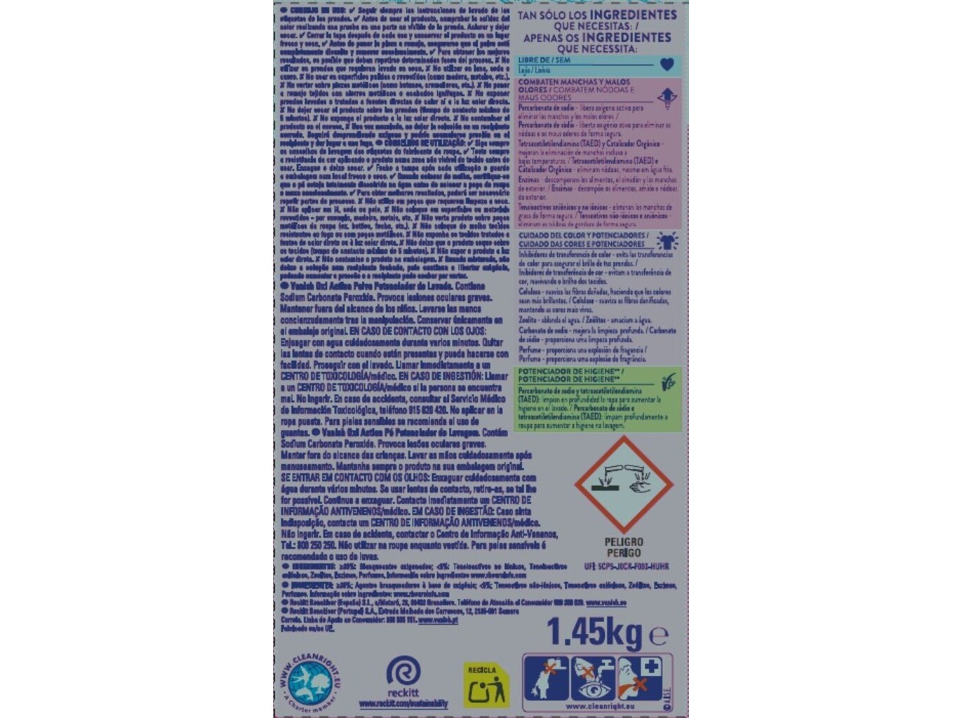 ADITIVO TIRA NÓDOAS VANISH CORES PÓ 1.45KG