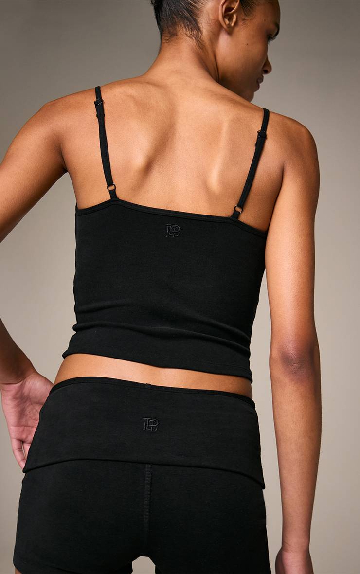 Noir Short Taille Pliable En Coton Doux