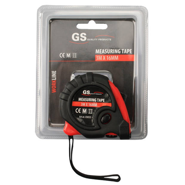 Heavy duty rolbandmaat 3 meter x 16mm - metrische rolband / rolmeter / rolmaat - 100% geijkt