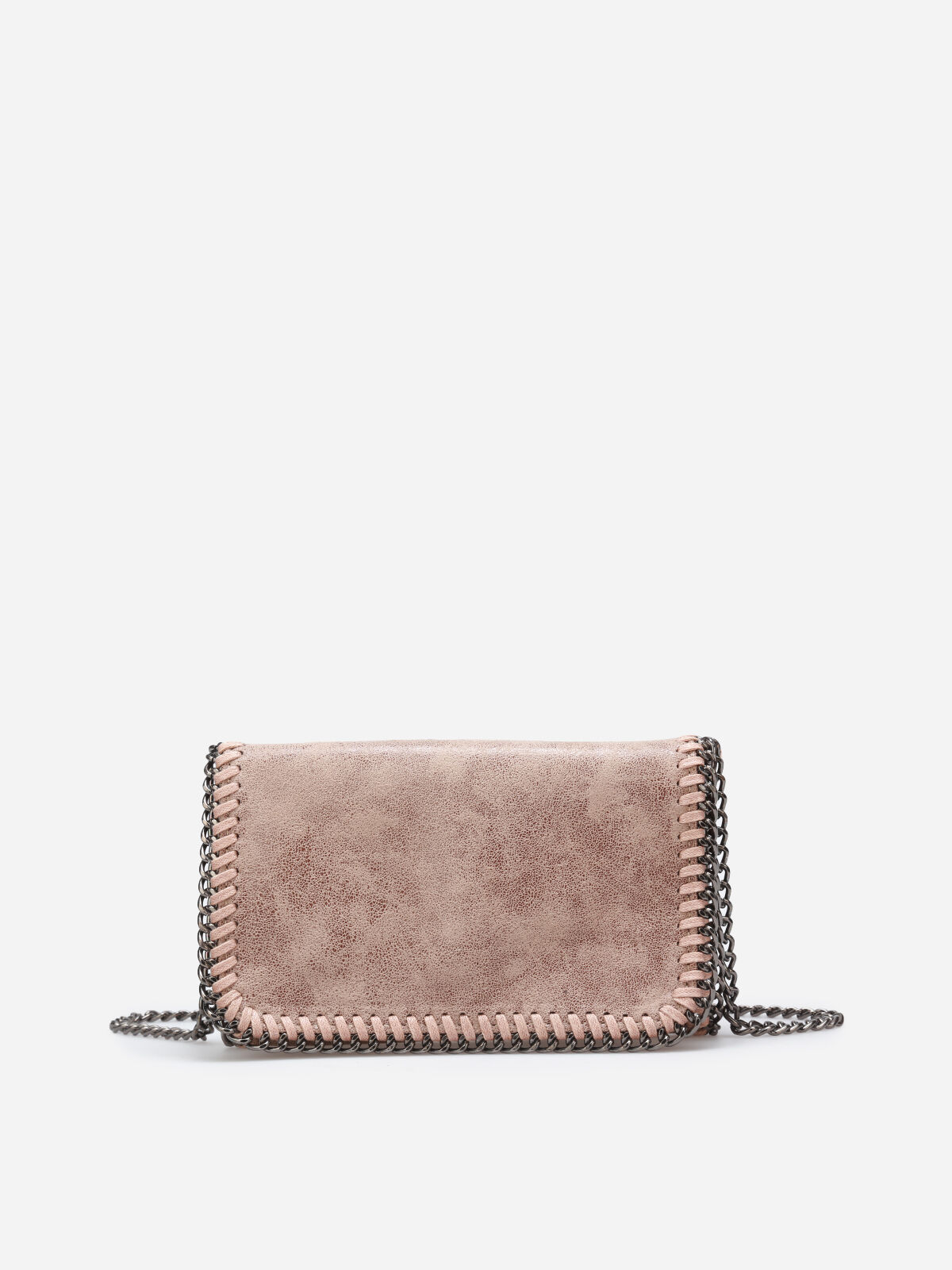 Pochette texturée à maillons- Taupe