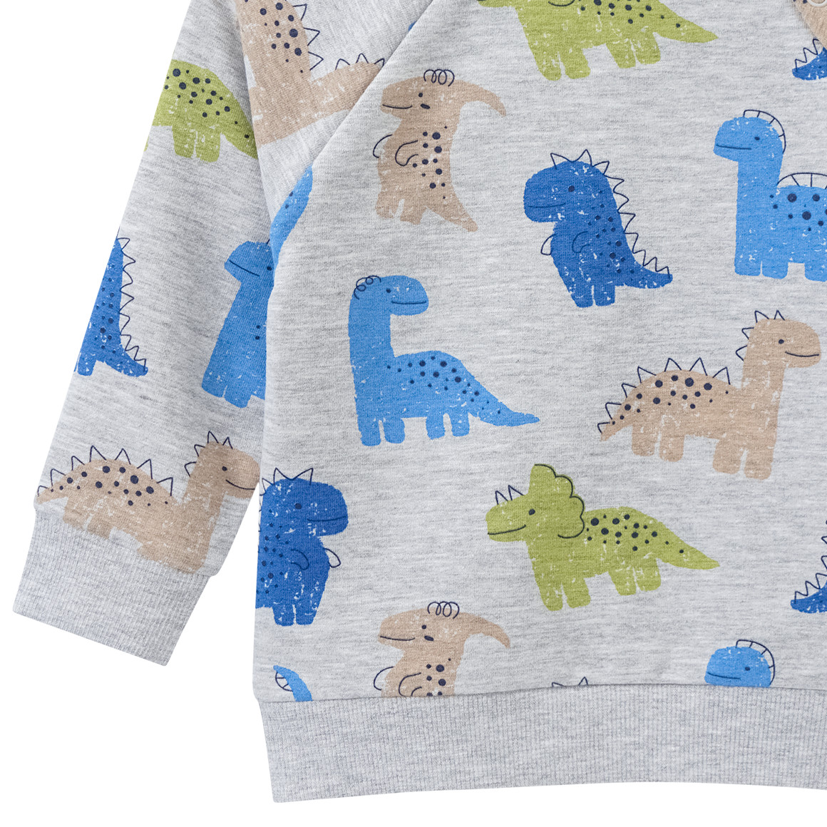 Topomini Baby Sweatshirt mit Dinos allover hellgrau