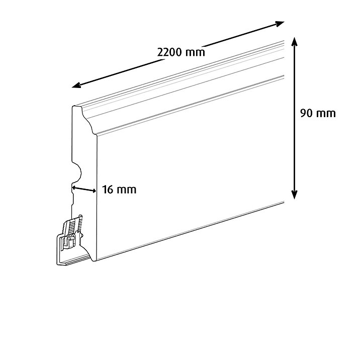 Plinthe MDF Blanc GoodHome 220 x 9 cm Décor 10 (vendue à la pièce)