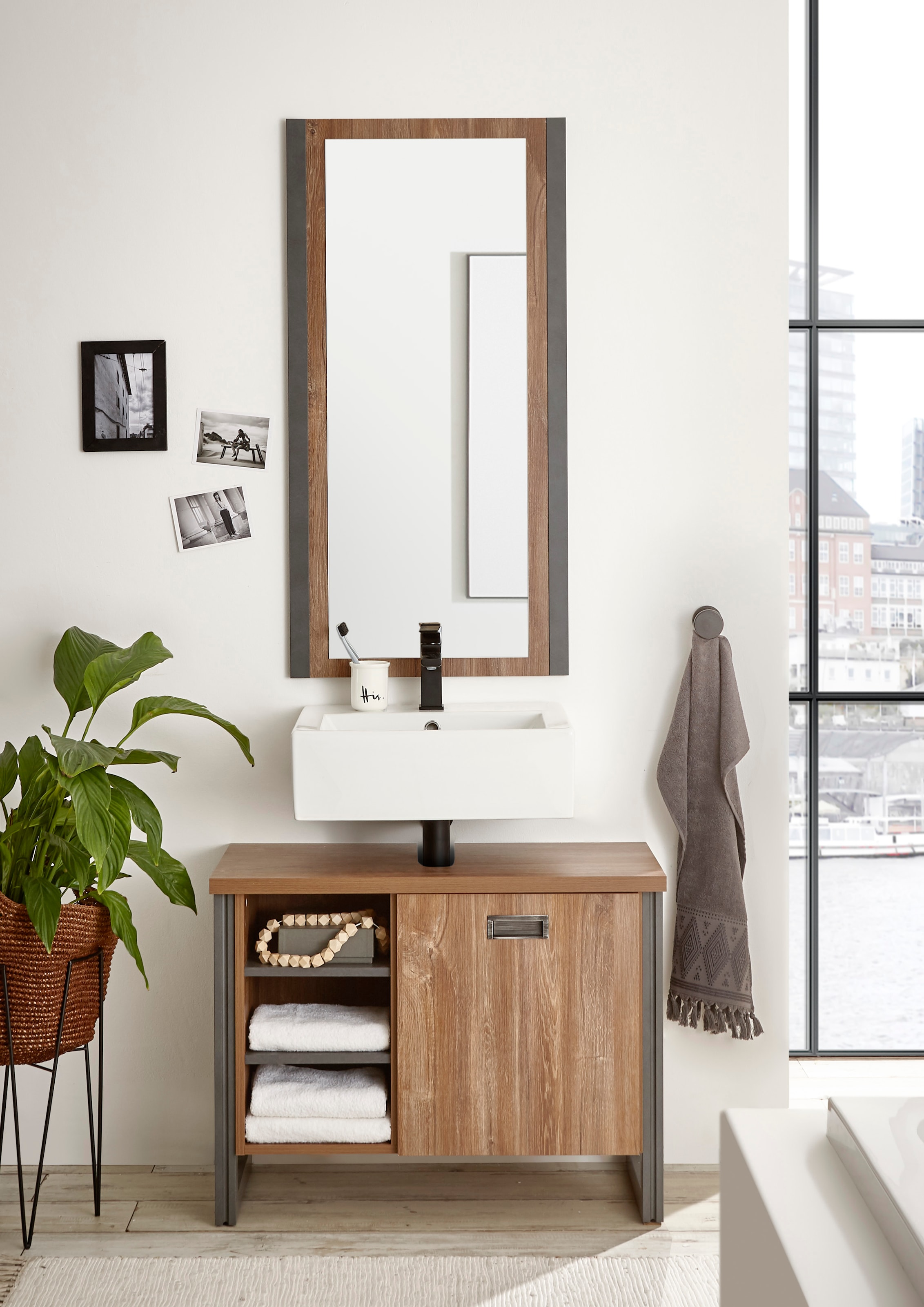 Home affaire Badmöbel-Set »Detroit, Bad im Industrialdesign, 2-teiliges Badezimmer« Set, 2 Stk. tlg.
