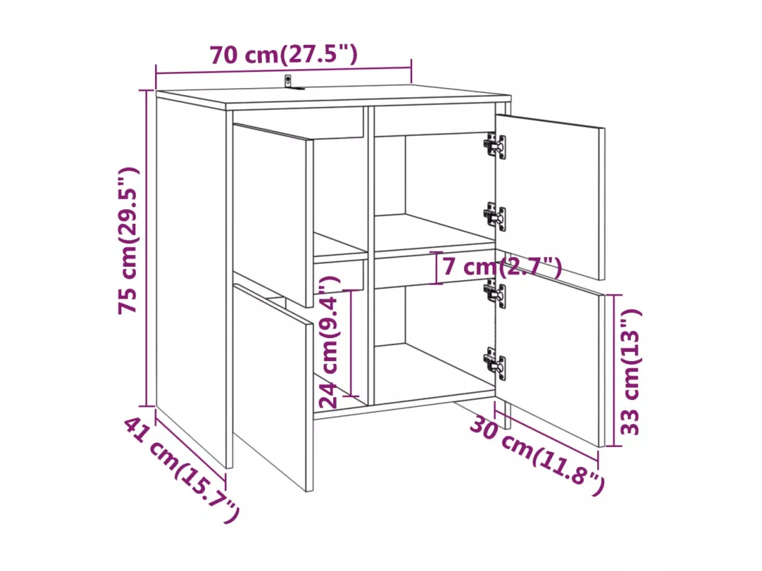 Buffet Chêne fumé 70x41x75 cm Bois d'ingénierie