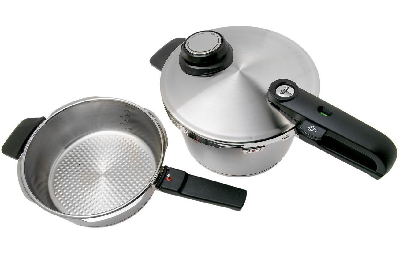 Fissler Vitavit Premium 622-412-11-070, 3-delige snelkookpanset met stoominzet, 4,5 L