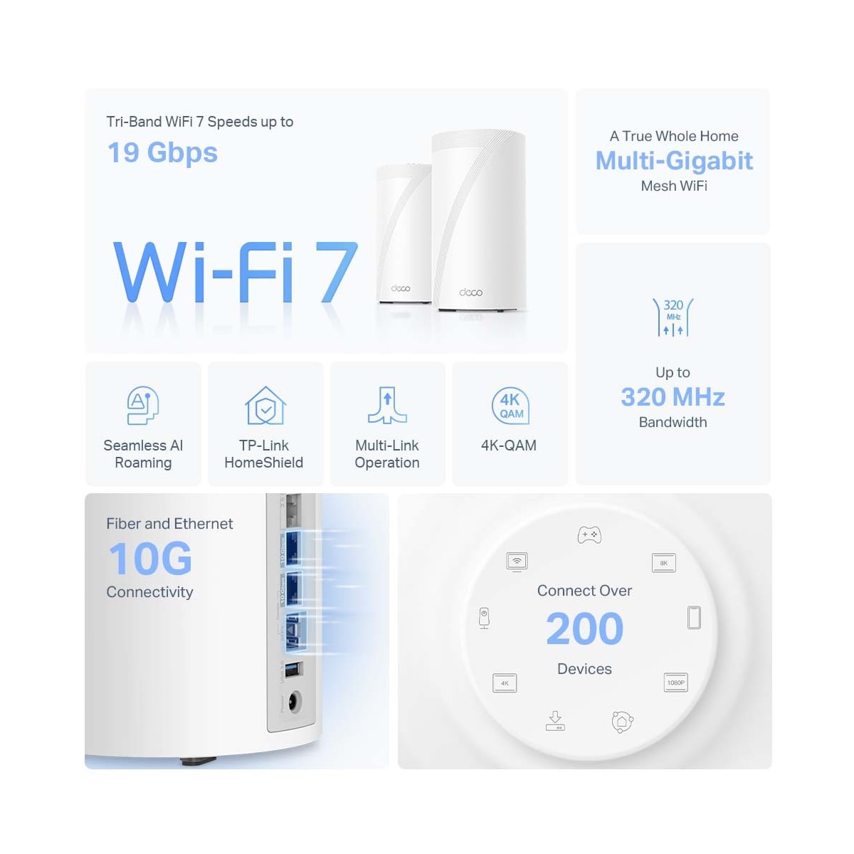 TP-Link Deco BE85 WiFi 7 mesh system (2-pakning)