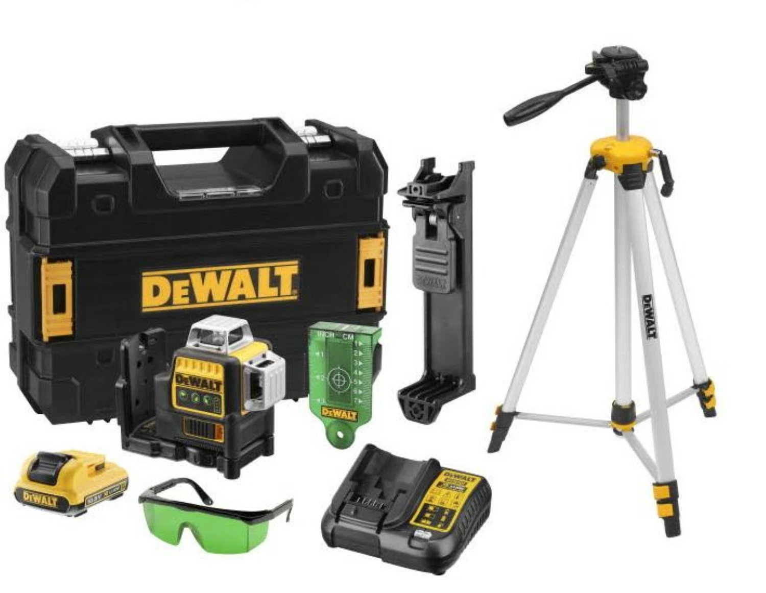 DeWALT DCE089D1GTRI 10.8V Li-Ion accu Kruislijnlaser in koffer (1x 2,0Ah accu)   statief - 30m