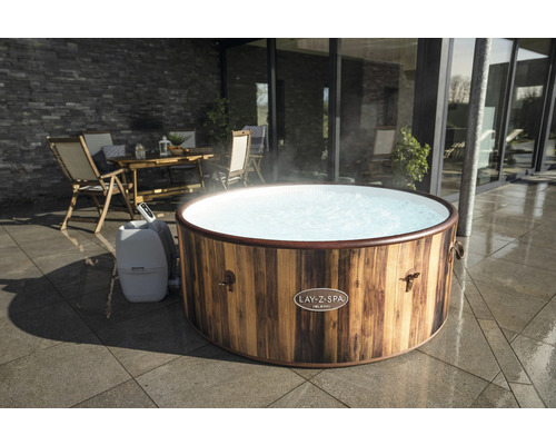 Bestway® LAY-Z-SPA® Helsinki AirJet™ opblaasbare hottub met 180 luchtjets, multifunctionele pomp, geïntegreerde verwarmingsfunctie en afsluitbare thermische afdekking, bruin