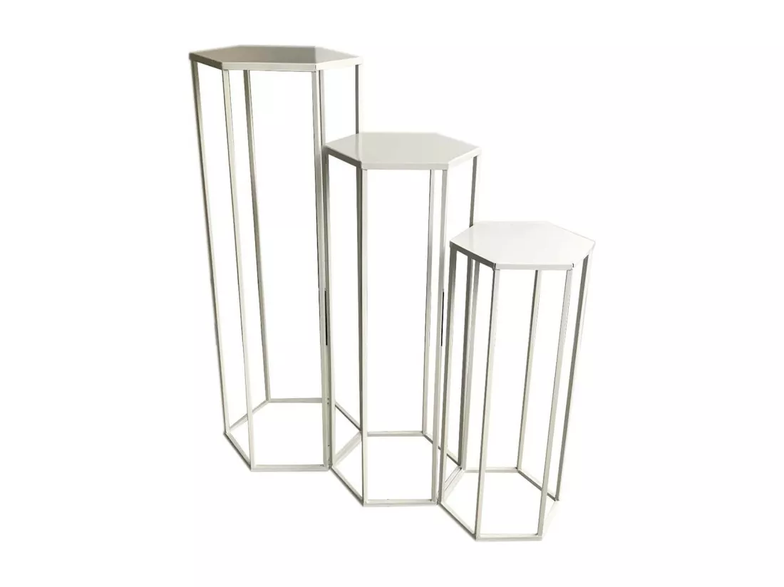 RAZZA - Lot de 3 Sellettes Gigognes Métal Blanc