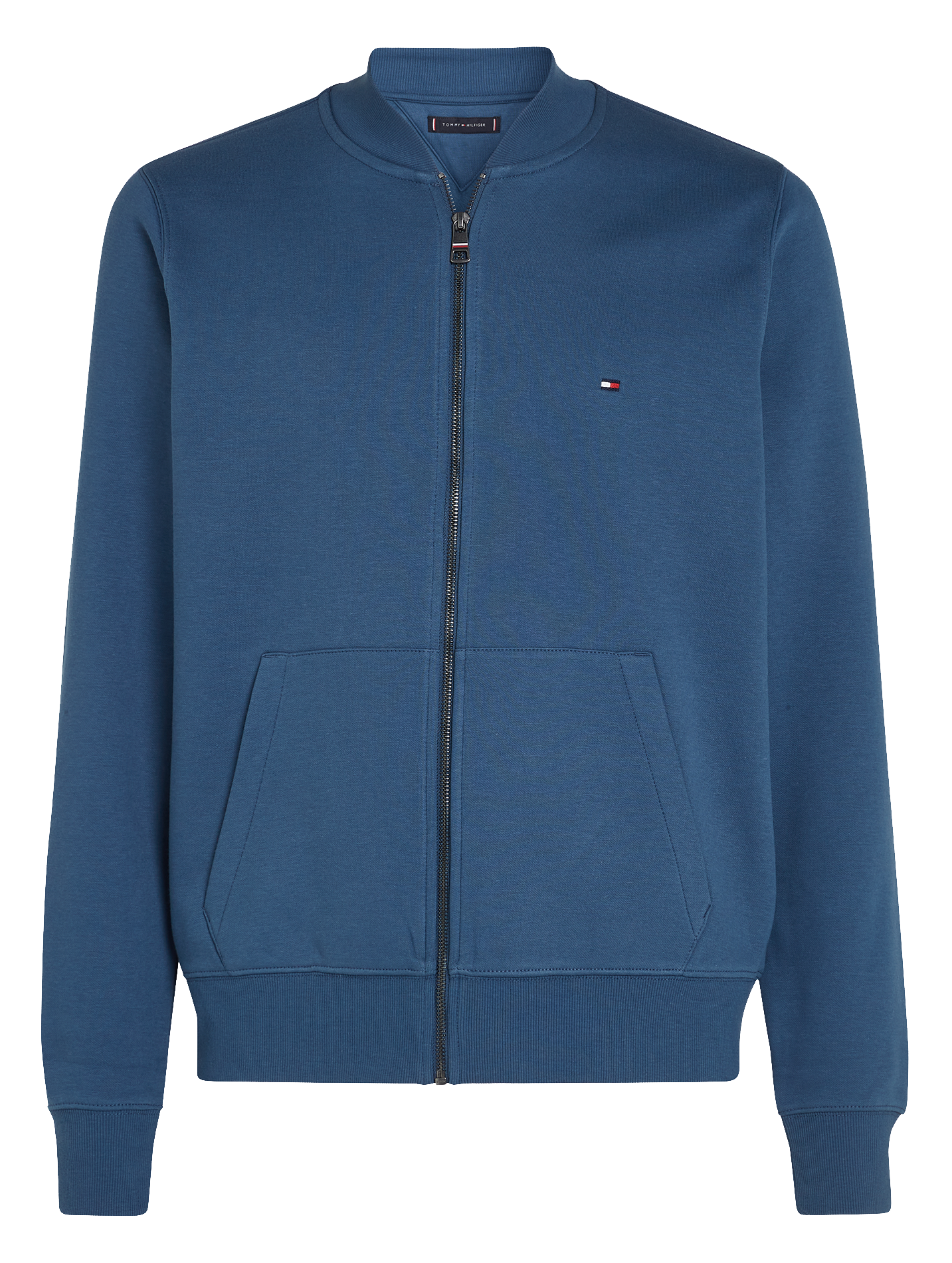 Sweat col rond zippé en coton mélangé | Bleu