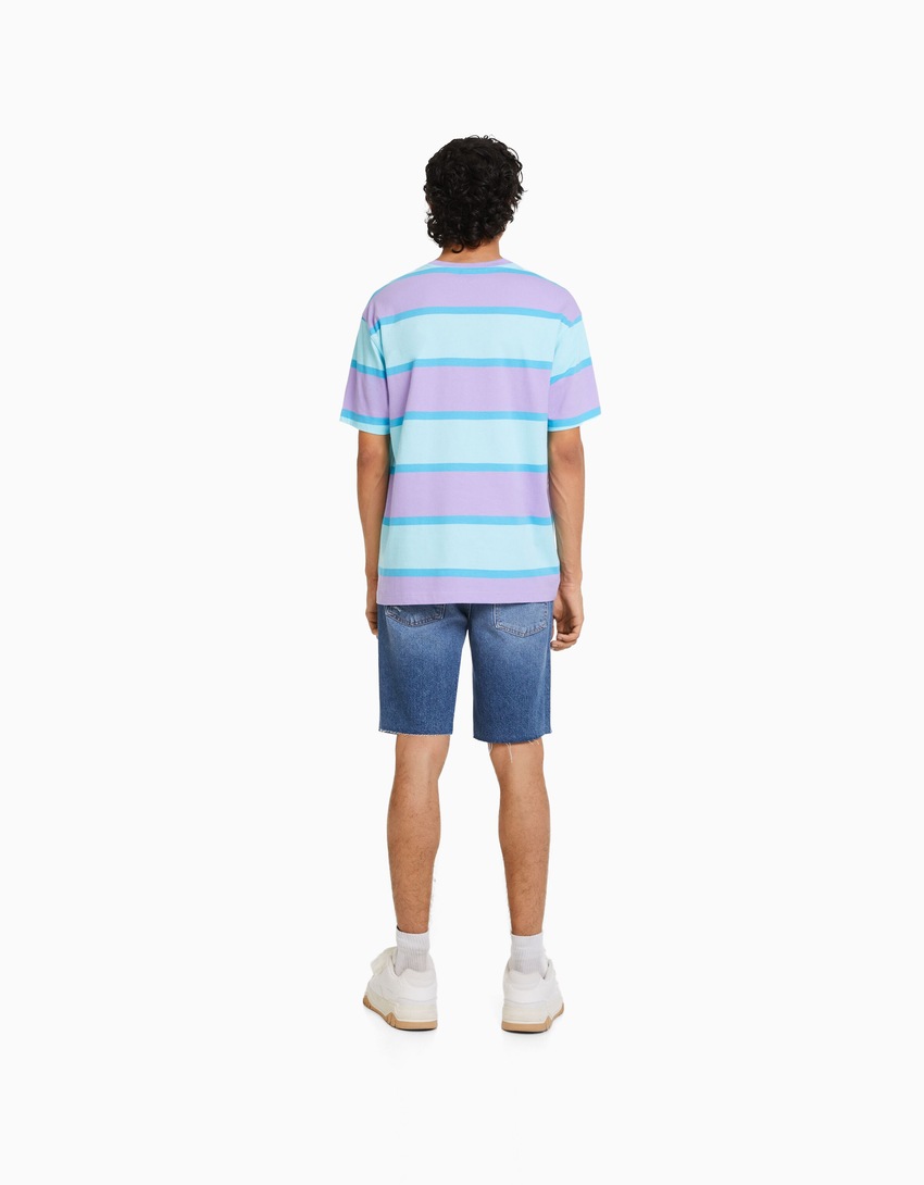 Bermuda jeans rasgada de corte justo