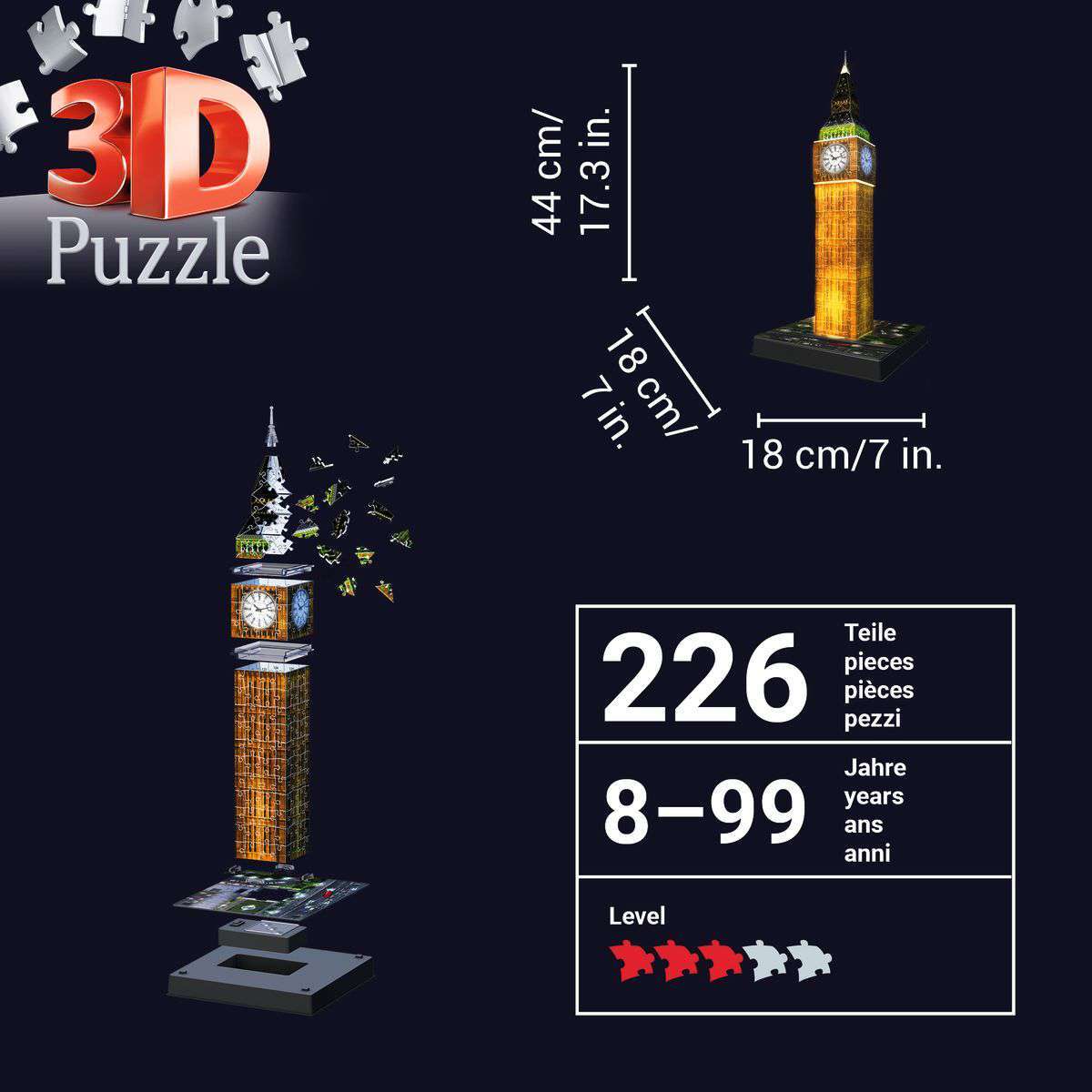 Ravensburger Spiel Big Ben bei Nacht