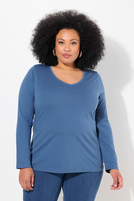 Shirt, Slim, V-Ausschnitt, Langarm