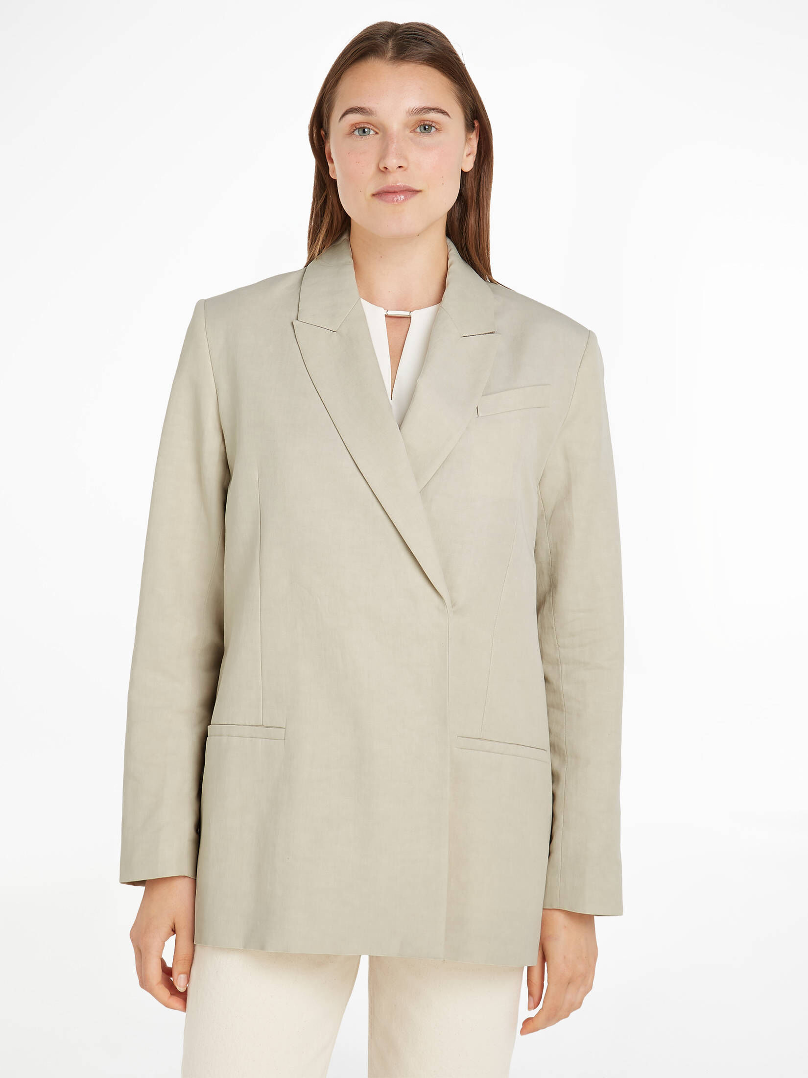 CALVIN KLEIN| Damen Blazer mit Leinen LINEN TAILORED RELAXED BLAZER
