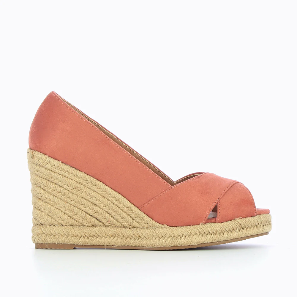 Sandales à talon, Compensées-Sandales compensées peep-toe Milena brique