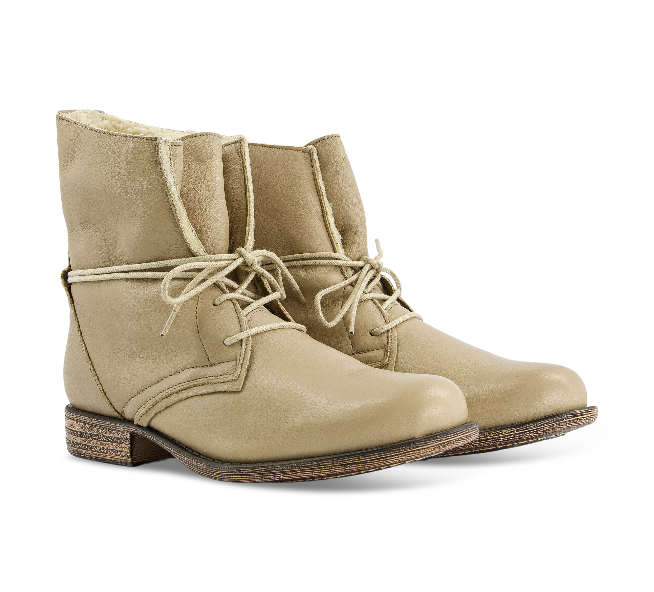1874 by Walder Schnürstiefel beige/taupegrau