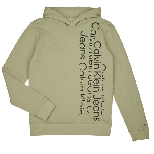 Calvin Klein Jeans - REPEAT INSTITUTIONAL LOGO HOODIE - Kaki