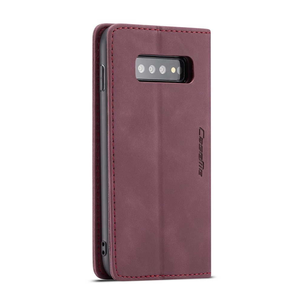 Samsung Galaxy S10 Leder Tasche Flip Wallet Etui mit Kartenfächern - Weinrot