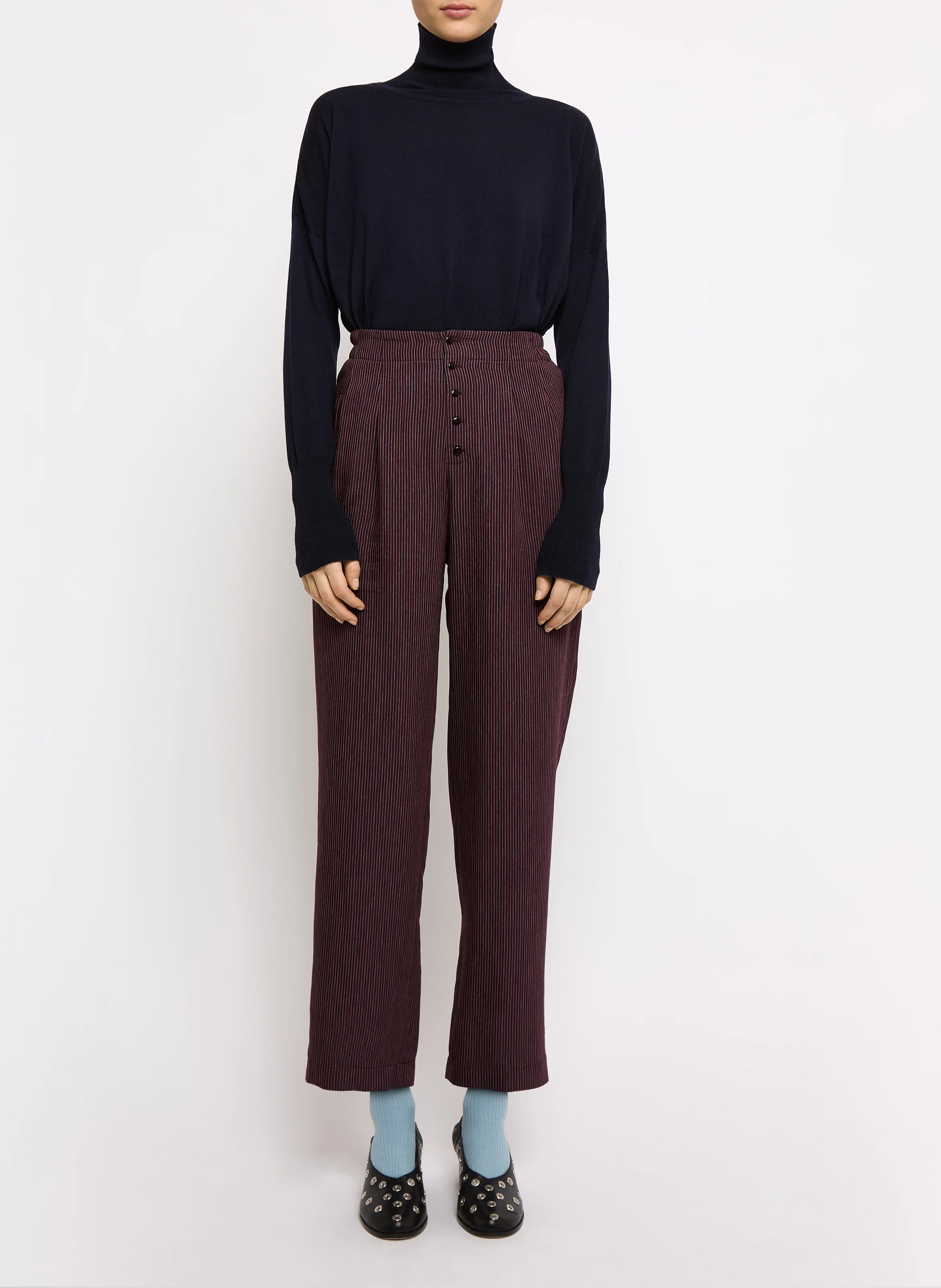 ZELDA - Pantalon droit rayé | Rouge