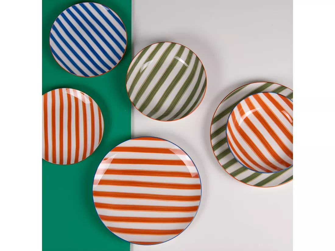 Service d'assiettes 18 pièces Bahia vert et orange