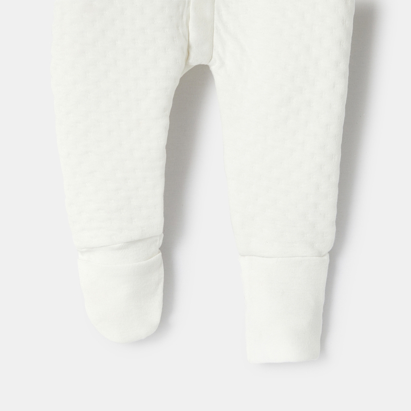 Pyjama pieds et mains amovibles en molleton reliefé 2 en 1 blanc naissance Absorba