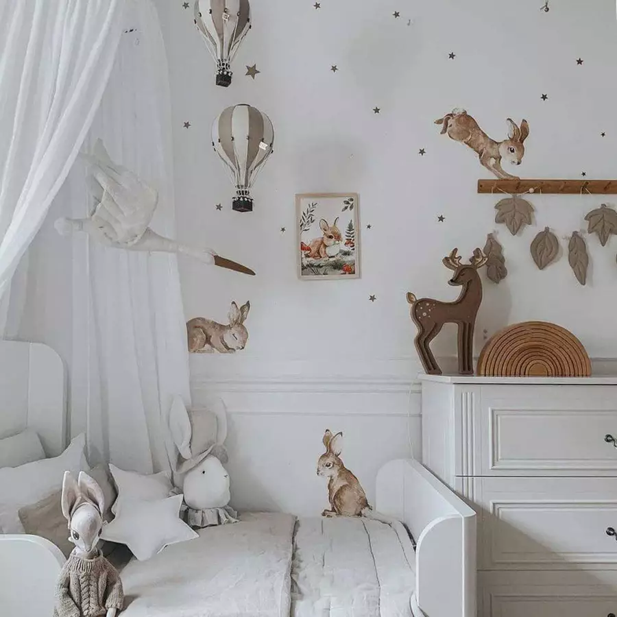 Dekornik Wandtattoo Glückliche Kaninchen Wunderland Set beige und braun