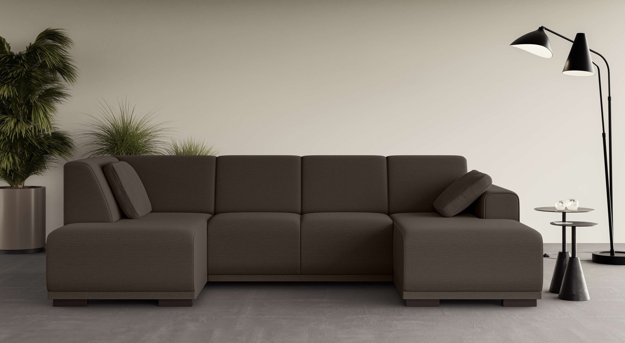 Home affaire Wohnlandschaft »BORNHOLM U-Form mit Recamiere rechts/links, B/T/H: 300/162/85 cm« U-Form mit Wellenunterfederung, Recamiere rechts oder links bestellbar