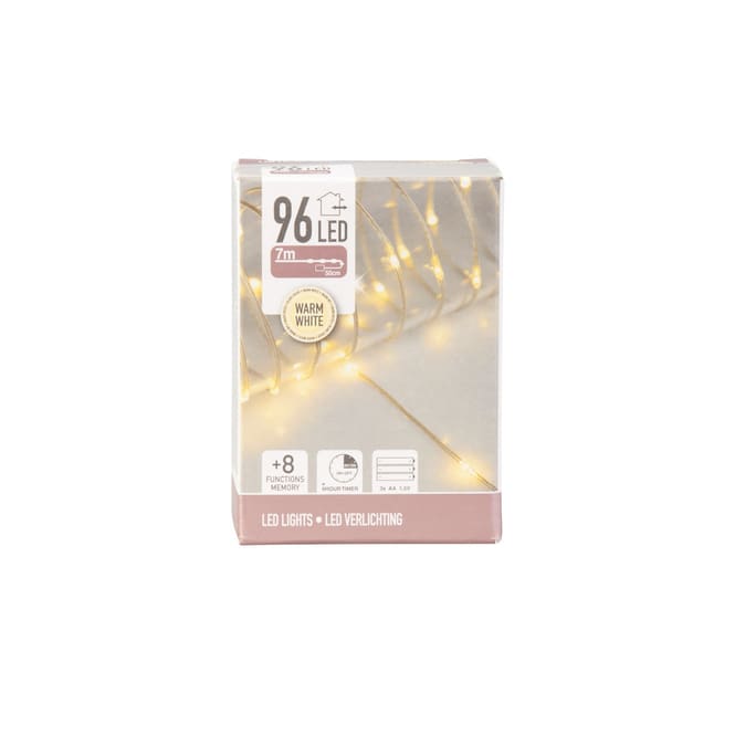 96er LED Lichterdraht soft - warmweiß - transparentes Kabel