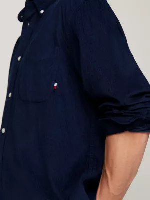 Camisa de veludo cotelê texturizado de corte regular