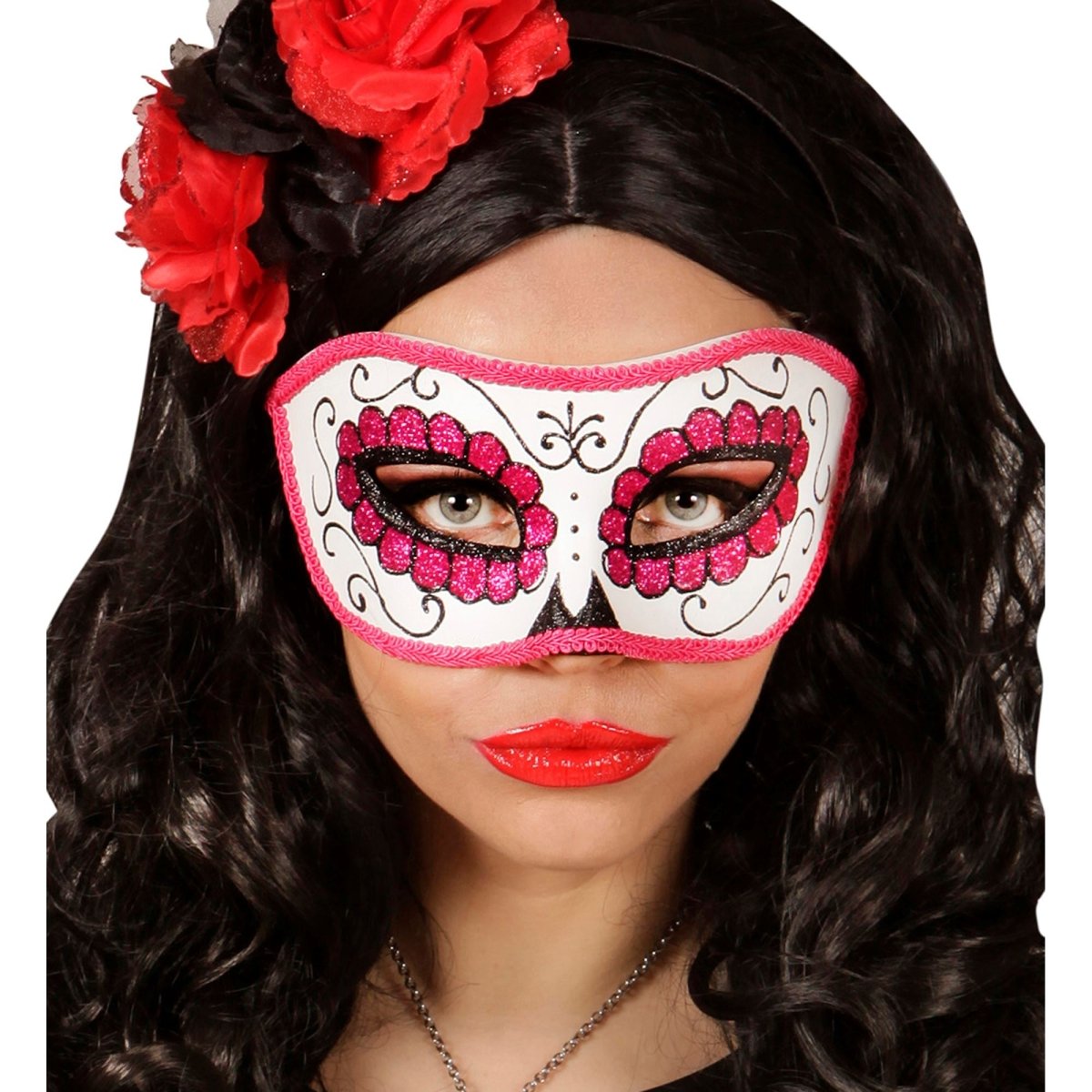 Dia De Los Muertos Oogmasker Roze