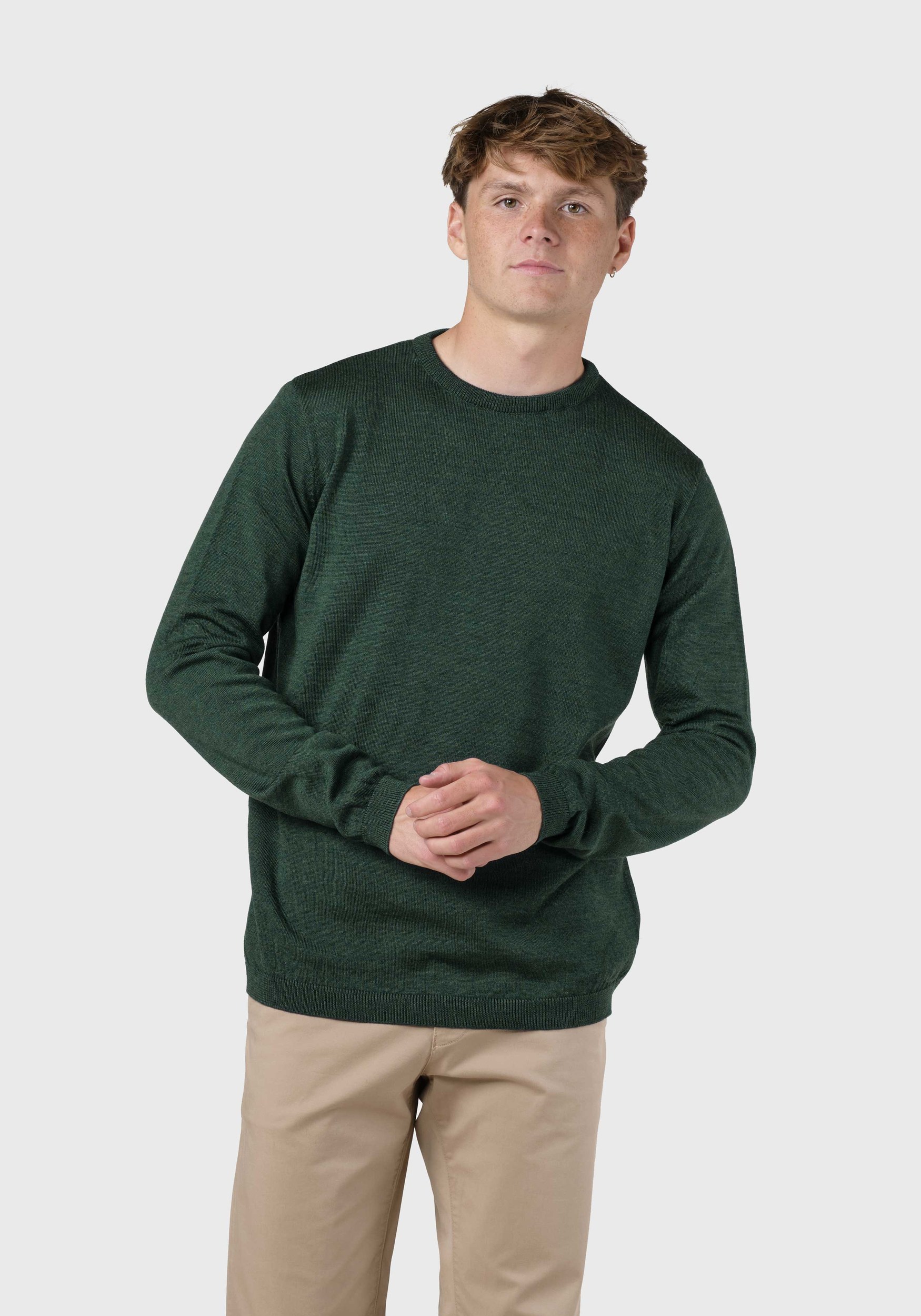 Klitmøller Collective Strickpullover Mens Basic Merino Moss Green